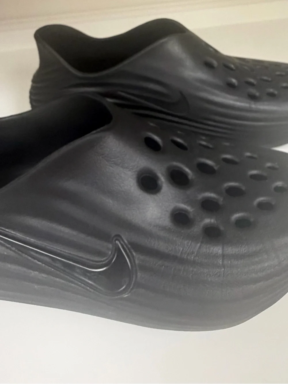 Nike KIDS Black Foam Slip-On Clog with Perforated Upper